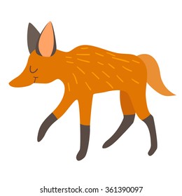 Maned wolf. Vector illustration, isolate on white  background