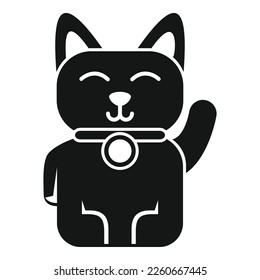 Maneki lucky cat icon simple vector. Japan fortune. Cute gold