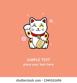 maneki neko 2019; Good Lucky Cat Character. Vector. illustration