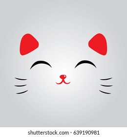 Maneki neko background. Japan cat face.