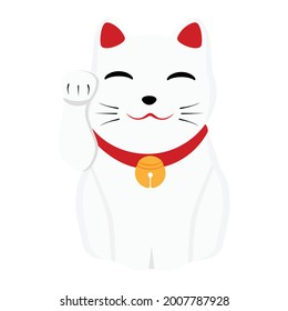 Maneki neko Katze einzeln auf weißem Hintergrund. Glück und Wohlstandssymbol. Vektorgrafik