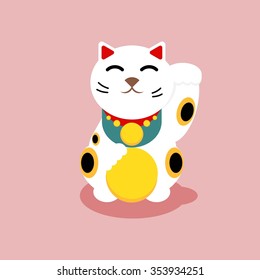 Maneki Neko - a common Japanese figurine (lucky charm, talisman) which is often believed to bring good luck to the owner