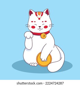 Maneki Neko cute white cat