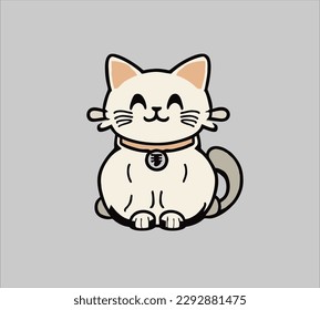 Maneki Neko doll logo icon illustration design. Japanese lucky doll