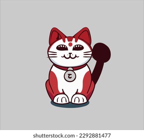 Maneki Neko doll logo icon illustration design. Japanese lucky doll