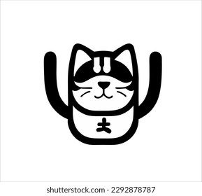 Símbolo de diseño vectorial de muñeca maneki neko icono de inspiración de plantilla de vector de muñeca japonesa