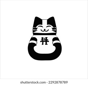 Maneki neko doll vector design silhouette japanese doll vector template inspiration icon