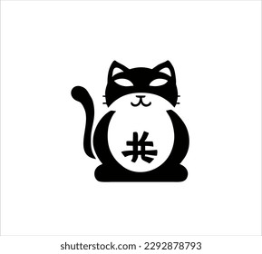 Maneki neko Puppe Vektordesign Silhouette japanese Puppe Vektorsymbol