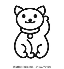 maneki neko doodle icon mark in filled style