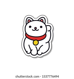 maneki neko doodle icon, vector illustration
