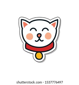maneki neko doodle icon, vector illustration
