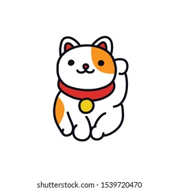 maneki neko doodle icon, vector illustration