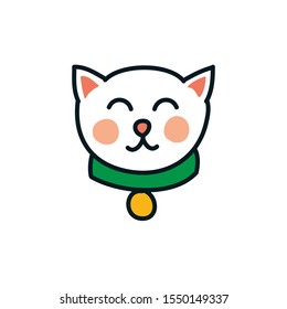 maneki neko doodle icon, vector illustration