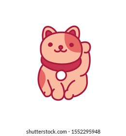 maneki neko doodle icon, vector illustration 