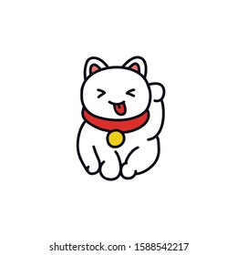 maneki neko doodle icon, vector illustration