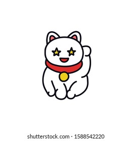maneki neko doodle icon, vector illustration