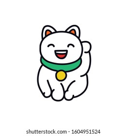 maneki neko doodle icon, vector illustration