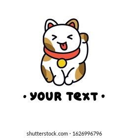 maneki neko doodle icon, vector illustration