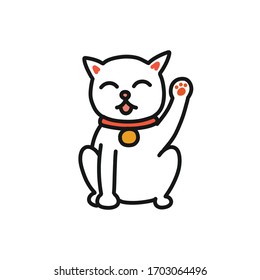 maneki neko doodle icon, vector illustration