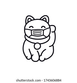 maneki neko doodle icon, vector illustration