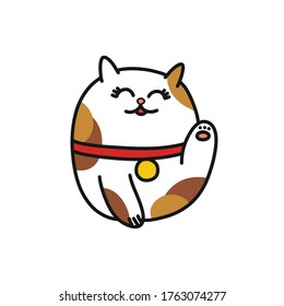 maneki neko doodle icon, vector illustration