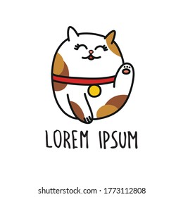 Maneki neko doodle Symbol, Vektorgrafik