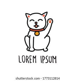 maneki neko doodle icon, vector illustration