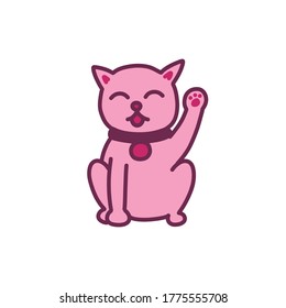 maneki neko doodle icon, vector sticker illustration