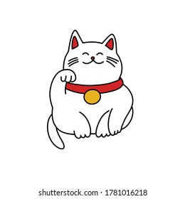maneki neko doodle icon, vector illustration