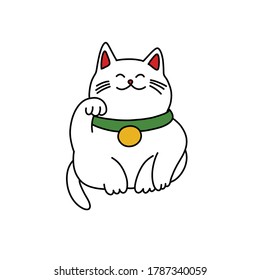 maneki neko doodle icon, vector illustration