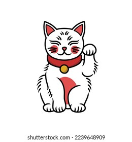 maneki neko doodle icon, vector illustration