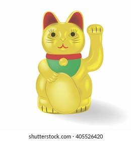 Maneki neko, golden cat. Lucky cat. Vector illustration.
 svg