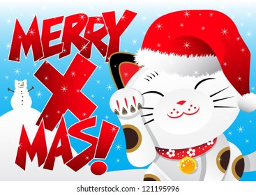 Maneki Neko (Good Luck Cat) wishing Merry Xmas