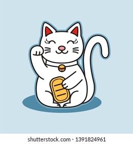 Maneki neko icon, japan lucky charm , vector illustration