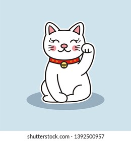 Maneki neko icon, japan lucky charm 