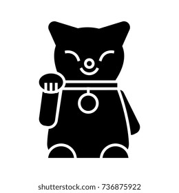 maneki neko icon, vector illustration, black sign on isolated background