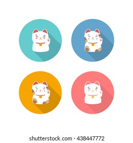 maneki neko icons. vector illustration