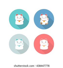 maneki neko icons. vector illustration