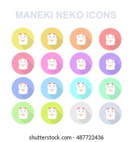 maneki neko icons. vector illustration