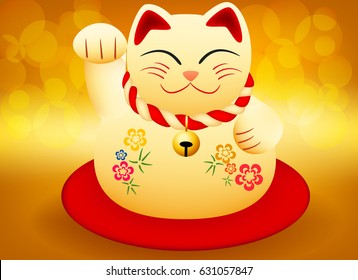 Maneki Neko Japan cat. mascot lucky cat graphic vector