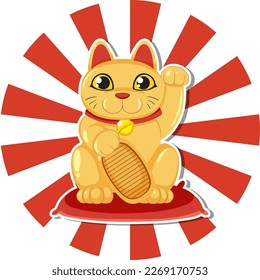 Maneki neko Japanese cat nation tradition symbol illustration