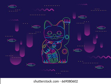 Maneki Neko (Japanese cat wishing good luck with raised paw)