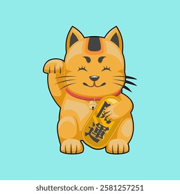 Maneki neko Japanese drawing illustration 