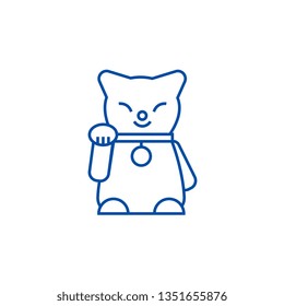 Maneki neko line icon concept. Maneki neko flat  vector symbol, sign, outline illustration.