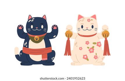 Maneki Neko, The Lucky Cat, Boasts A Beckoning Gesture, A Symbol Of Good Fortune. Its Raised Paw And Captivating Eyes