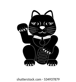 maneki neko lucky cat icon vector illustration graphic design