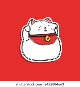 ilustración de diseño vectorial de maneki neko afortunado