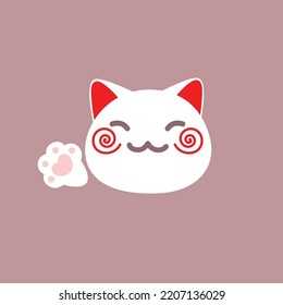 Maneki neko with paw vector illustration