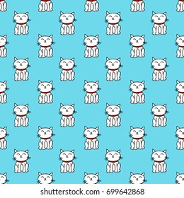 maneki neko seamless doodle pattern