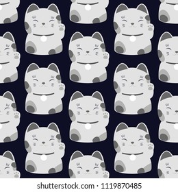 maneki neko seamless pattern
